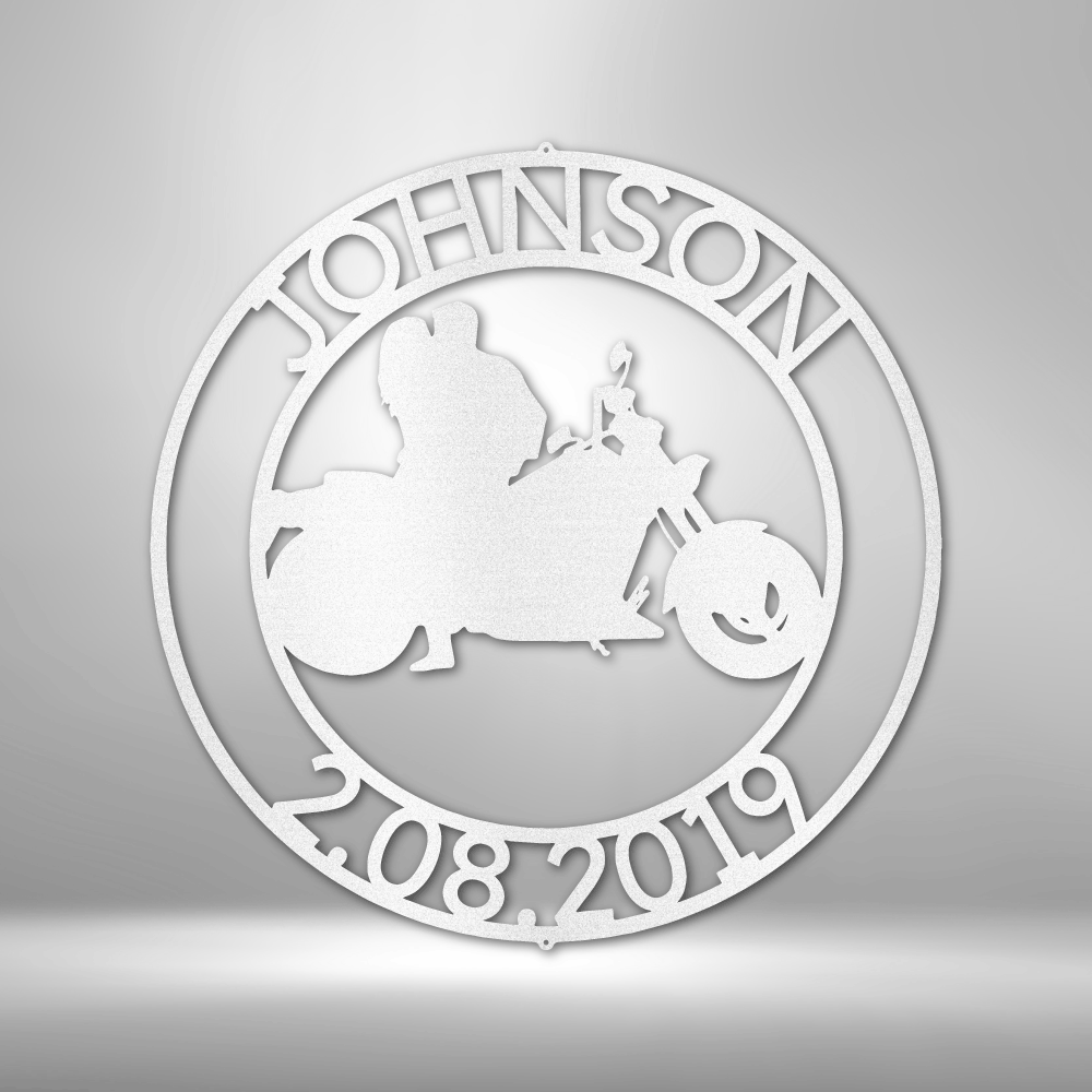 Motorcycle Couple - Personalized Steel Sign - Throttle Society